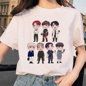 Summer 2020 new women&#39;s tee cartoon Bulletproof Boys BTS Style DIY Doll Adorable Korean style Casual Slim Fit Crew neck T shir